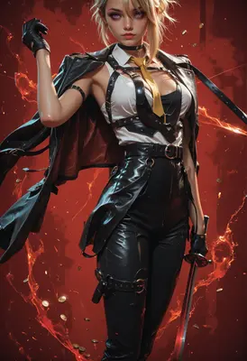 Blonde Warrior in Leather Tactical Gear