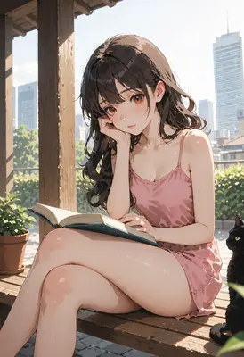 Quiet Afternoon Reading with Cat