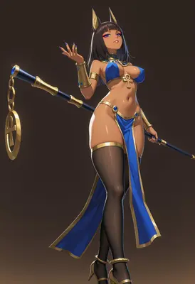 Divine Egyptian Priestess with Ankh Staff