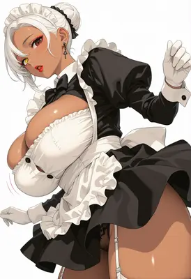 Sultry Maid in Monochrome Attire