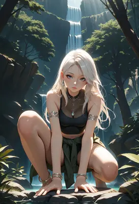 Serene Guardian of the Hidden Waterfall