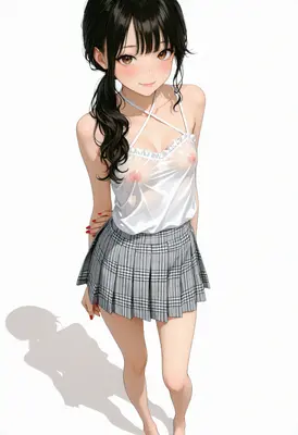 Shy Girl in Sheer White Camisole