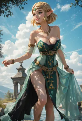 Ethereal Elf Princess in Emerald Attire