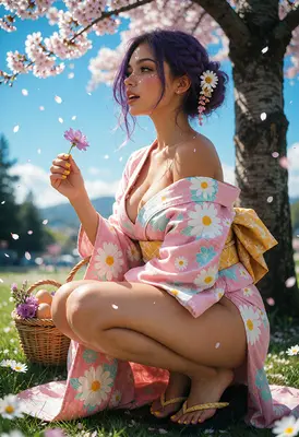 Springtime Serenity in a Floral Kimono