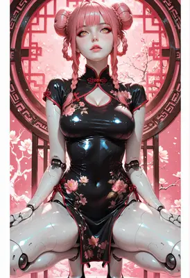 Android in Traditional Floral Qipao