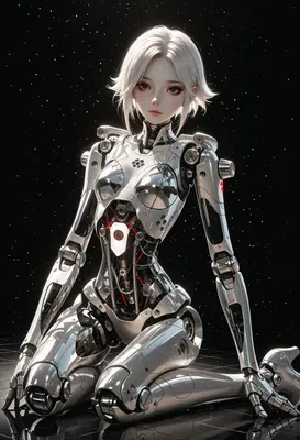 Ethereal White Android in Deep Space