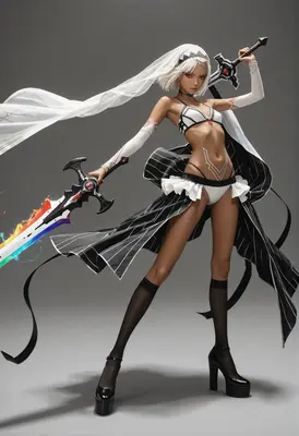 Dual Wielding Warrior in Monochrome