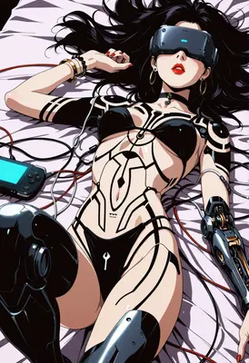 Cybernetic Gamer Immersed in Virtual Reality