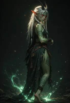 Mystic Horned Elf with Glowing Eyes