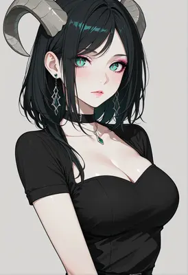 Elegant Succubus with Horns