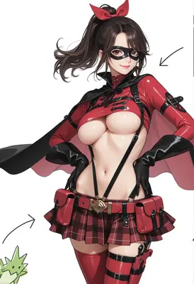 Red Masked Heroine Character Design