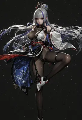 Silver Haired Samurai in Dynamic Pose