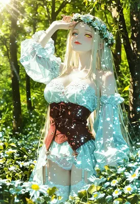 Ethereal Maiden in the Daisy Field