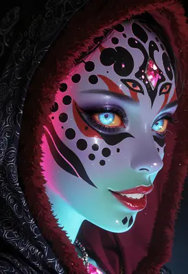 Mystical Masked Beauty in Crimson Hood