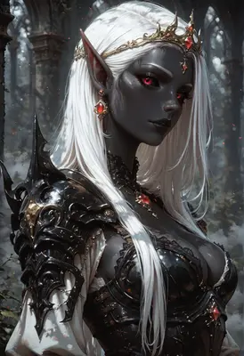 Dark Elf Queen in Ornate Armor