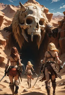 Warriors Confronting the Ancient Desert Beast