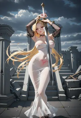 Warrior Maiden in Ruined Temple