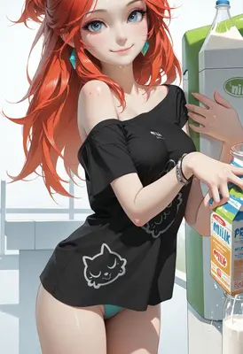 Redheaded Girl With Fresh Milk