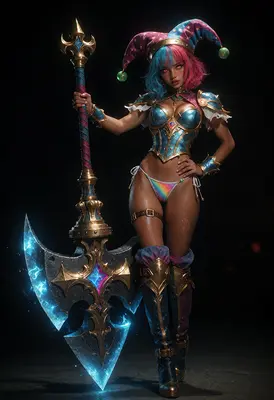 Cosmic Jester Warrior with Giant Axe
