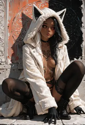 Dual Tone Wolf Girl in Lingerie