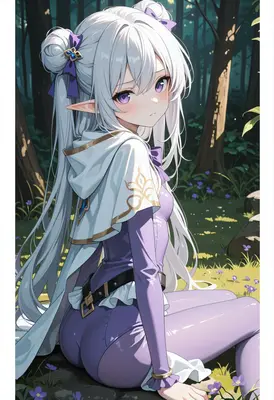 Elf Maiden Resting in Enchanted Forest