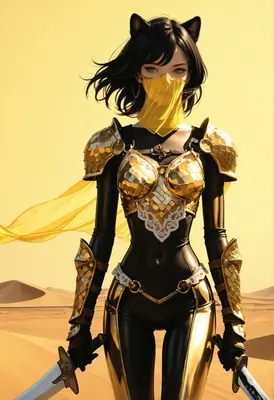 Golden Desert Cat Warrior