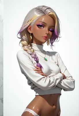 Elegant Girl with Braided Highlights