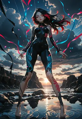 Neon Guardian of the Sunset Shore