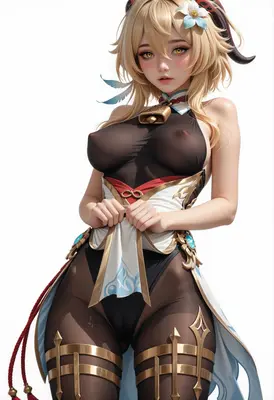 Ethereal Blonde Maiden in Sheer Attire