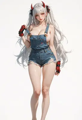 Demon Girl in Denim Overalls