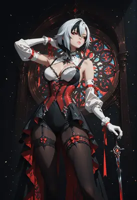 Gothic Warrior in Stained Glass Cathedral