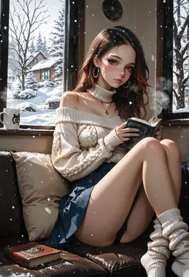 Cozy Winter Reading by the Window