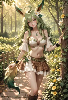 Forest Elf Maiden in Sunlit Woods