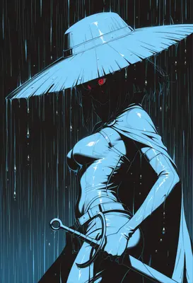 Crimson Eyed Warrior in the Rain