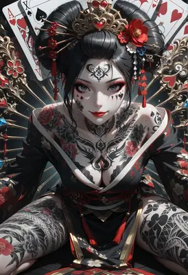 Queen of Hearts Tattooed Geisha