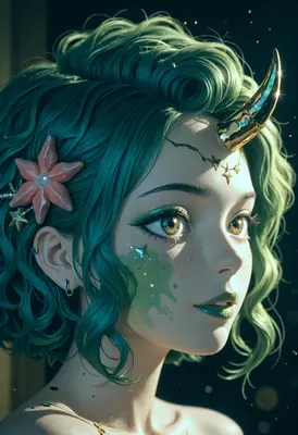 Ethereal Unicorn Girl with Golden Horn