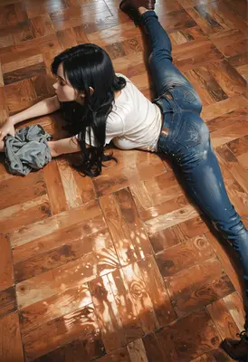 Flexible Woman Performing Floor Split