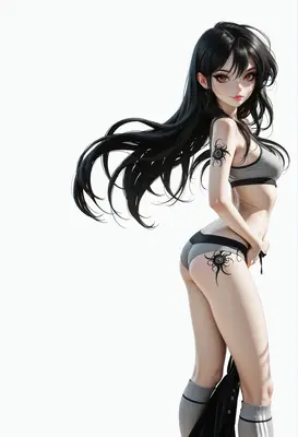 Anime Girl with Flowing Black Hair