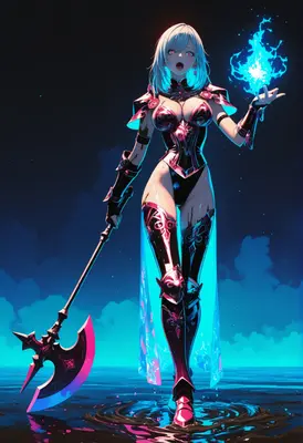 Warrior Queen With Arcane Blue Flame