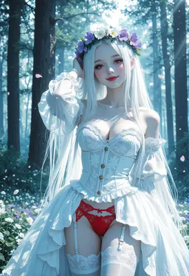 Ethereal Maiden in a Floral Forest