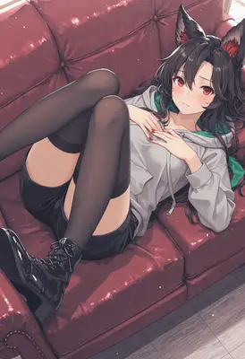 Relaxing on the Red Sofa