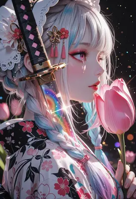 Melancholy Warrior with a Rainbow Blade