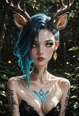 Mystical Forest Deer Spirit Portrait