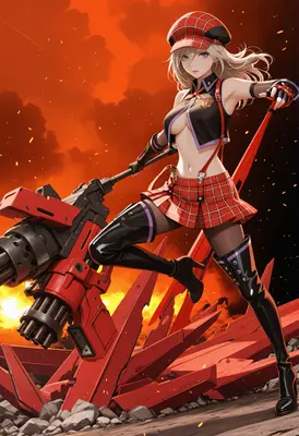 Warrior Girl with Heavy Gatling Gun