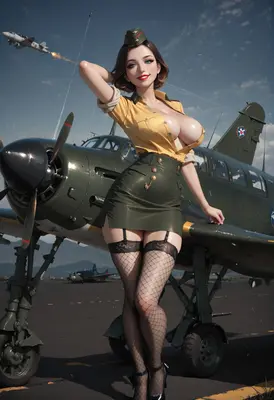 Pinup Aviator by the Warplane