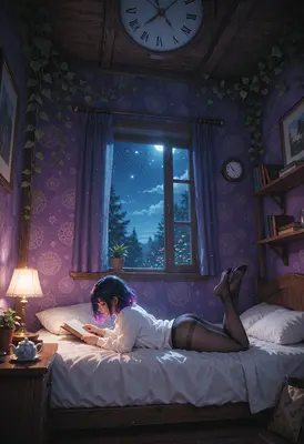 Quiet Night Reading in Cozy Bedroom