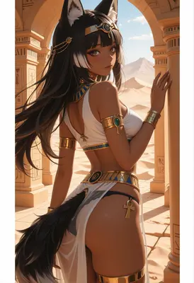 Desert Cat Goddess in Ancient Ruins
