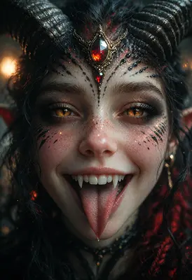 Playful Demon Queen Portrait