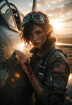 Wounded Pilot at Sunset