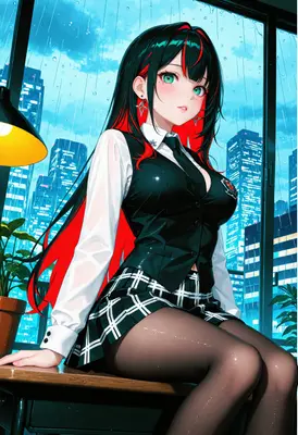 Rainy Day School Uniform Girl